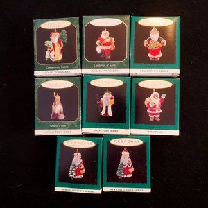 Hallmark 8 Miniature Ornaments Centuries of Santa Series  NIB